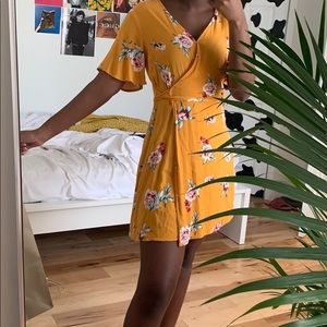 tie front yellow floral dress